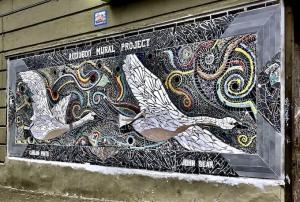 Pinto and sear mosaic mural